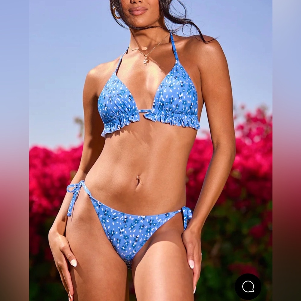 Lulus Blue Floral Bikini Set
